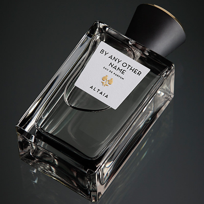 Beauty shot of ALTAIA By Any Other Name Eau de Parfum shown top view on black background