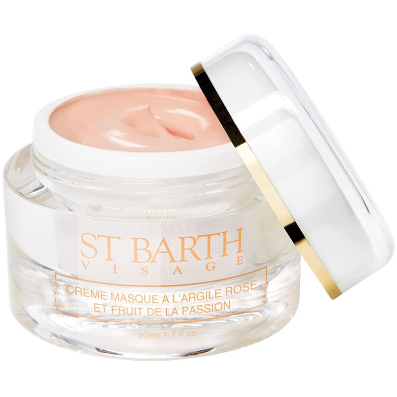 Ligne St. Barth Cream Mask With Pink Clay and Passion Fruit 50 ml with lid off to the side