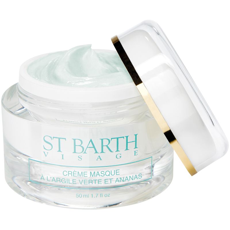 Ligne St. Barth Cream Mask with Green Clay and Pineapple 50 ml with lid off to the side