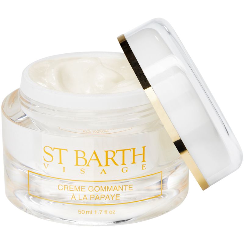 Ligne St. Barth Facial Exfoliating Cream with Papaya 50 ml with lid off to the side