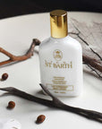Lifestyle shot of Ligne St. Barth Body Lotion (4.2 oz, Unscented) with branch and black fan coral in the background
