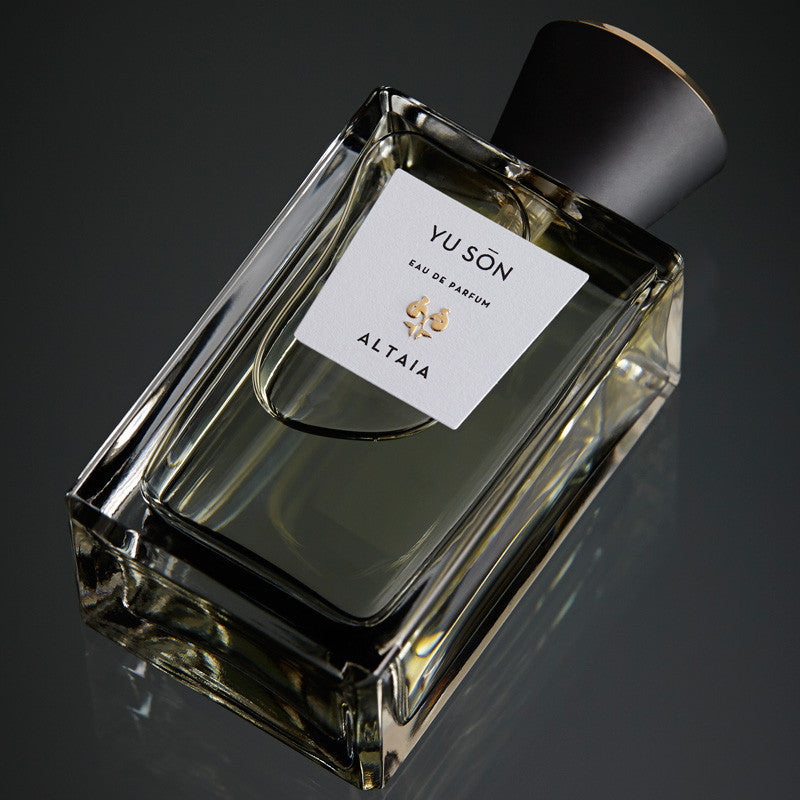 Beauty shot of ALTAIA Yu Son Eau de Parfum - 100 ml shown top view with a black background