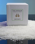 Eau d'Italie Bath Salts box only sitting on a pile of the the bath salts