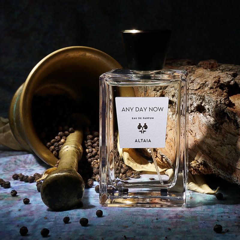 ALTAIA Any Day Now Eau de Parfum - beauty shot product shown in front of log